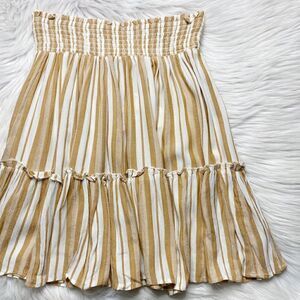 Angie Smocked Waisted Striped Skirt Orange and Ivory Medium